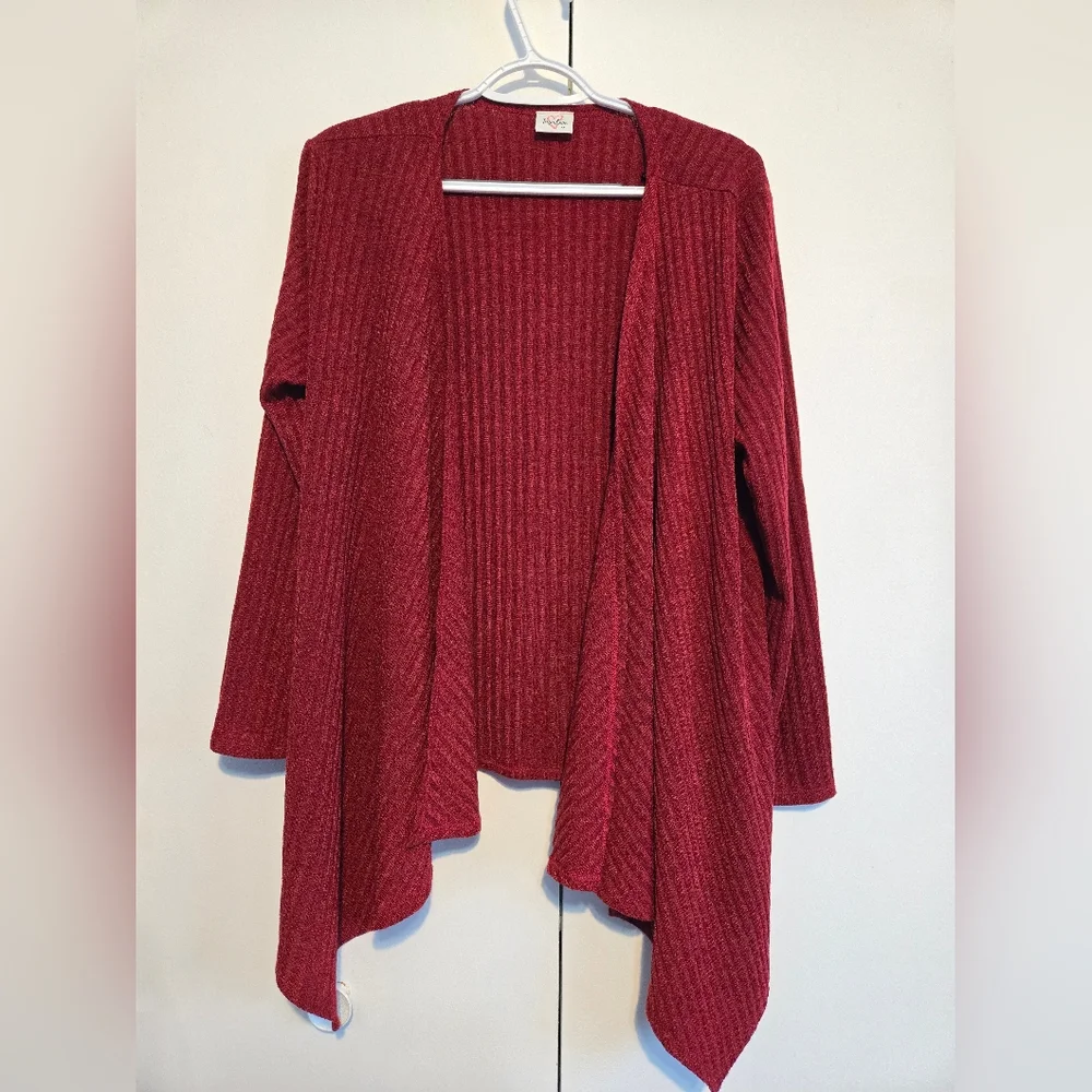 Impulsive Wine Hi-Lo Open Cardigan - Picture 1 of 6